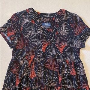 Anthropologie Black and Red Art Deco Dress